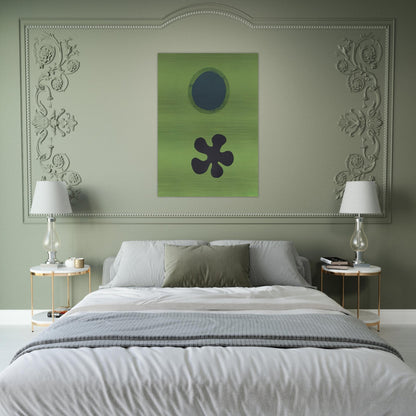 Green Ground--Black Form - 1966 - Adolph Gottlieb Brushed Aluminum Print - 70x100 cm / 28x40 inches | Adolph Gottlieb Aluminum Print | Adolph Gottlieb Prints