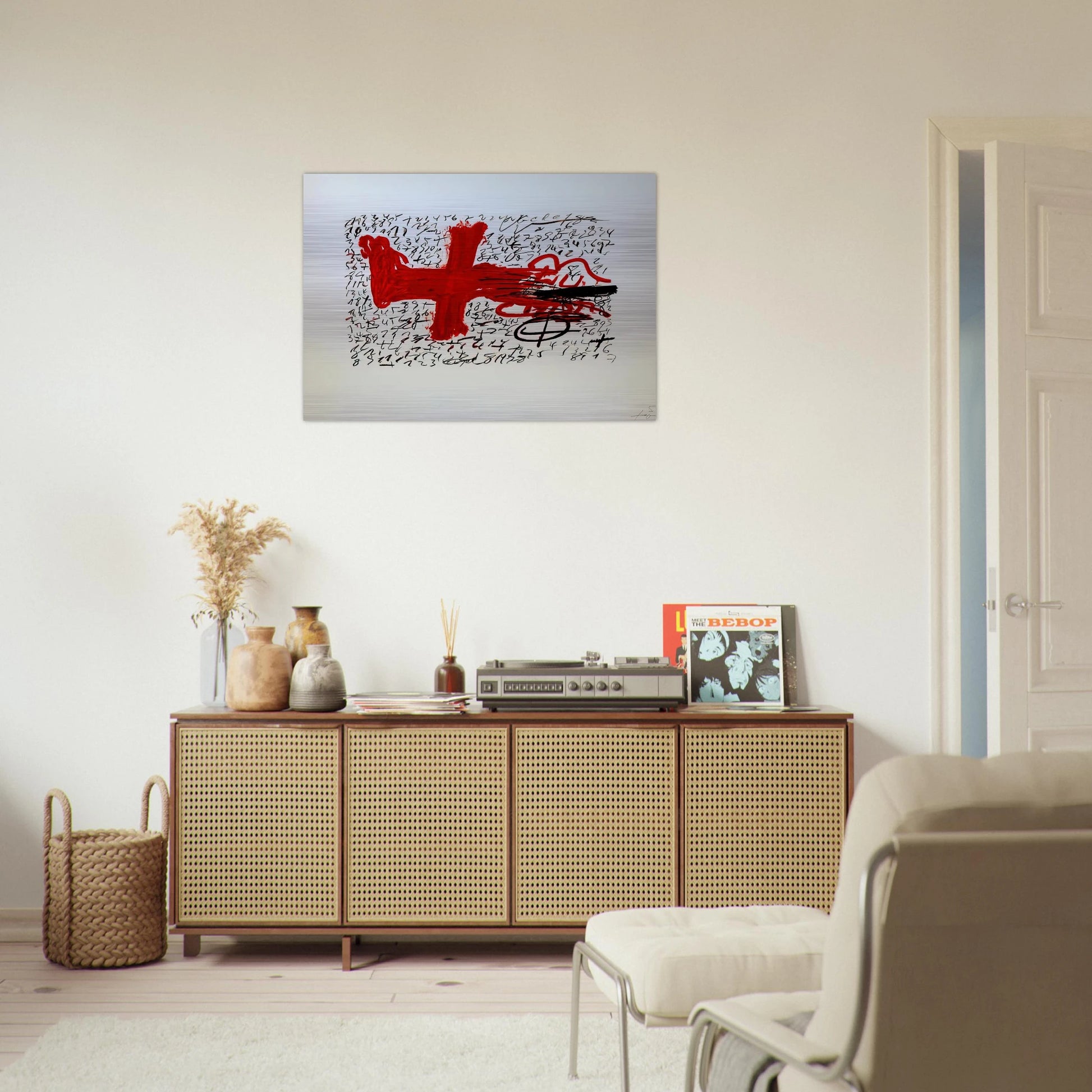 JAMBE ET CHIFFRES 1984 - Antoni Tapies Brushed Aluminum Print - 70x100 cm / 28x40 inches | Antoni Tapies Aluminum Print | Antoni Tapies Prints
