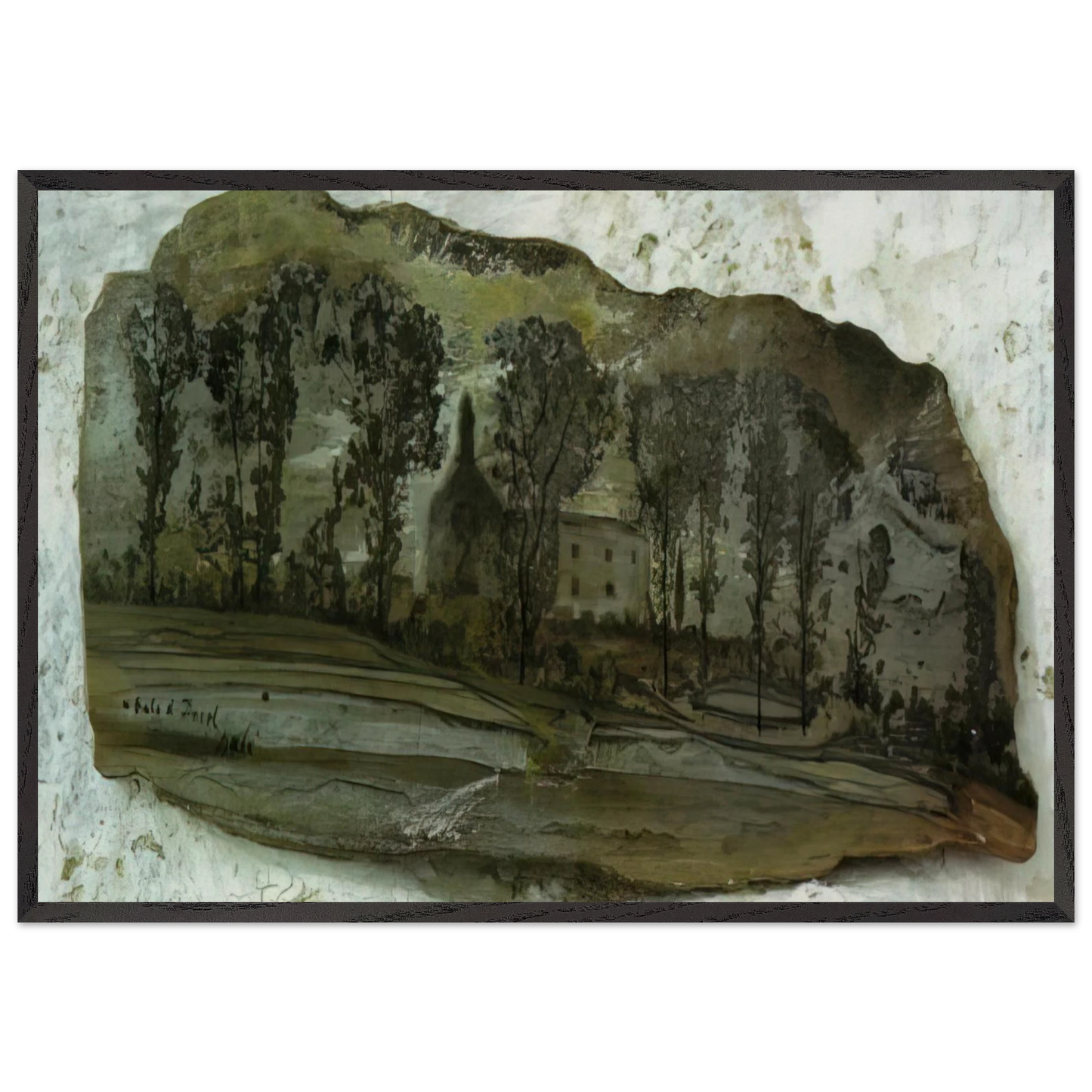 VIEW OF PUBOL - Salvador Dali 70x100 cm / 28x40 inches Framed Art Print – Black Wooden Frame