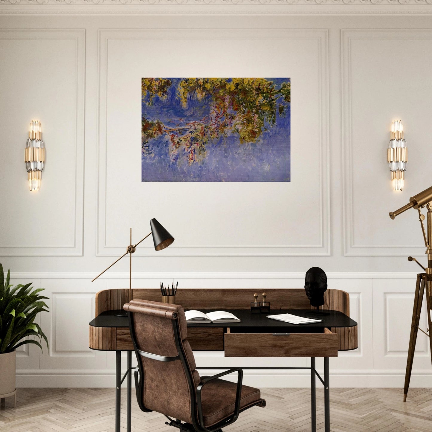 Wisteria - claude monet Brushed Aluminum Print - 70x100 cm / 28x40 inches | claude monet Aluminum Print | claude monet Prints