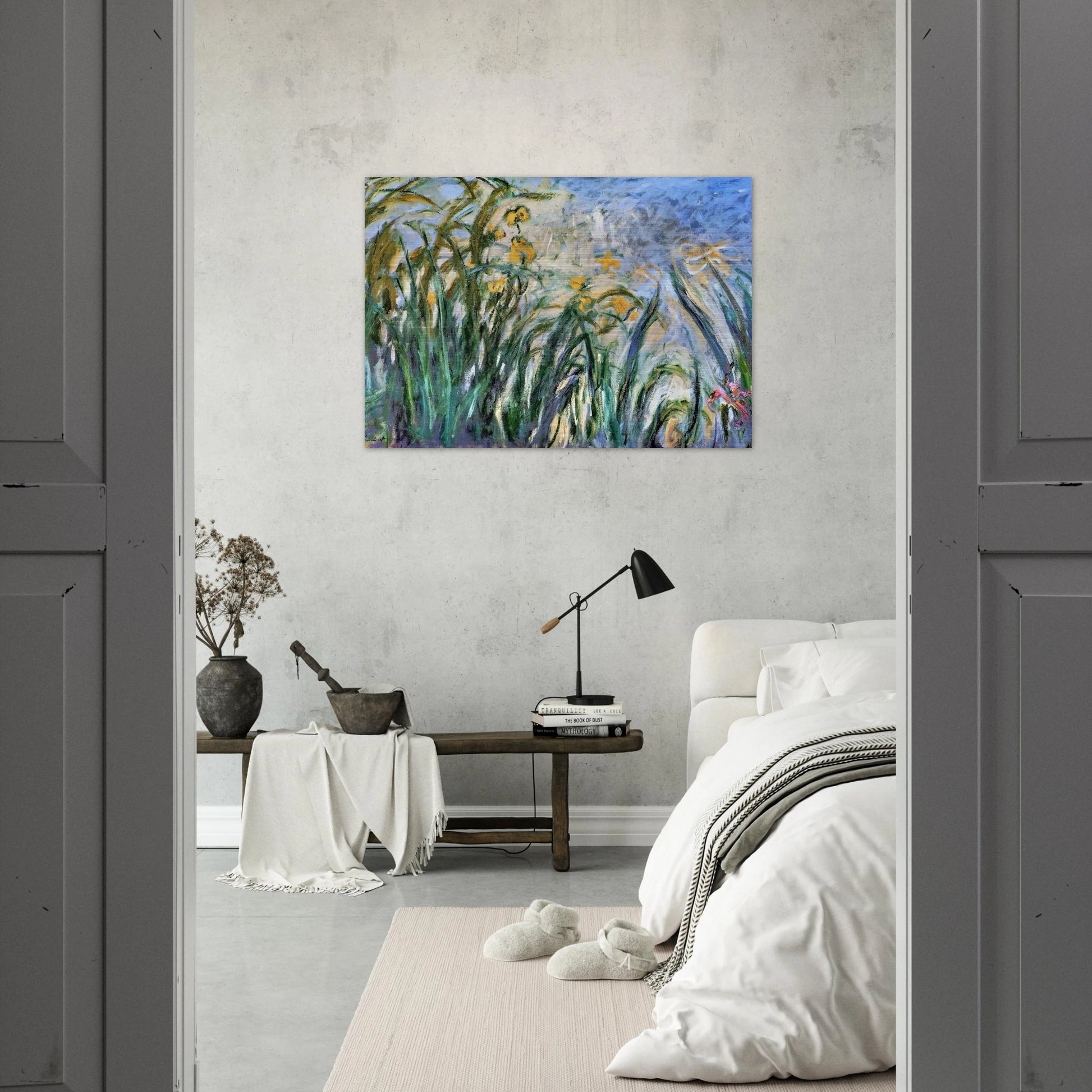 Yellow Irises and Malva - claude monet Brushed Aluminum Print - 70x100 cm / 28x40 inches | claude monet Aluminum Print | claude monet Prints