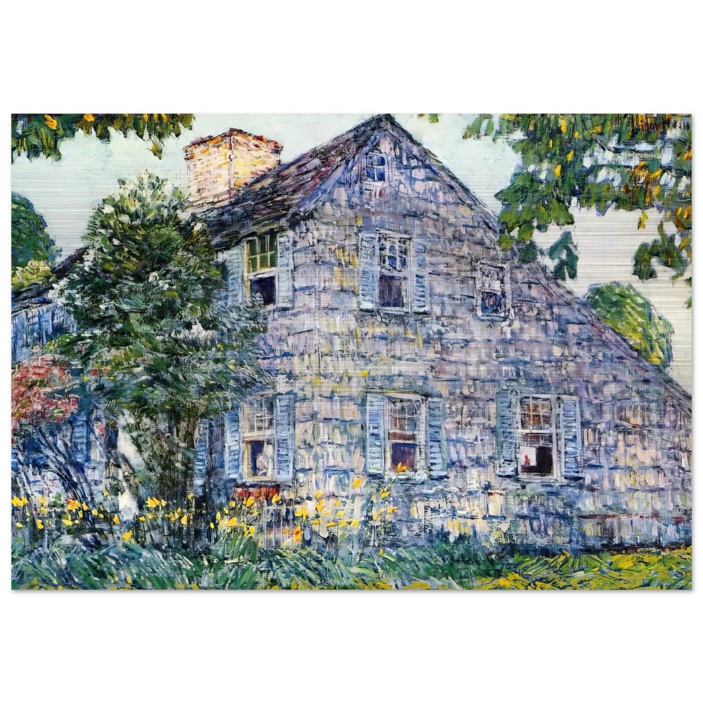 Old House, East Hampton - Childe Hassam Brushed Aluminum Print - 70x100 cm / 28x40 inches | Childe Hassam Aluminum Print | Childe Hassam Prints