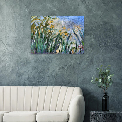 Yellow Irises and Malva - claude monet Brushed Aluminum Print - 70x100 cm / 28x40 inches | claude monet Aluminum Print | claude monet Prints