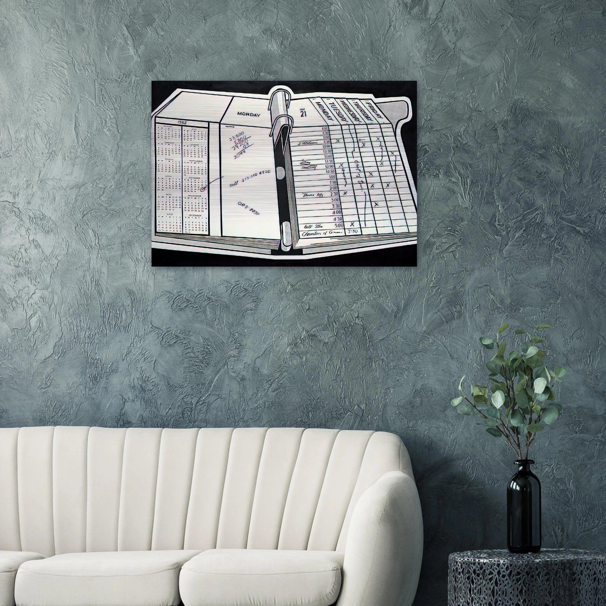 DESK CALENDAR 1962 - Roy Lichtenstein Brushed Aluminum Print - 70x100 cm / 28x40 inches | Roy Lichtenstein Aluminum Print | Roy Lichtenstein Prints