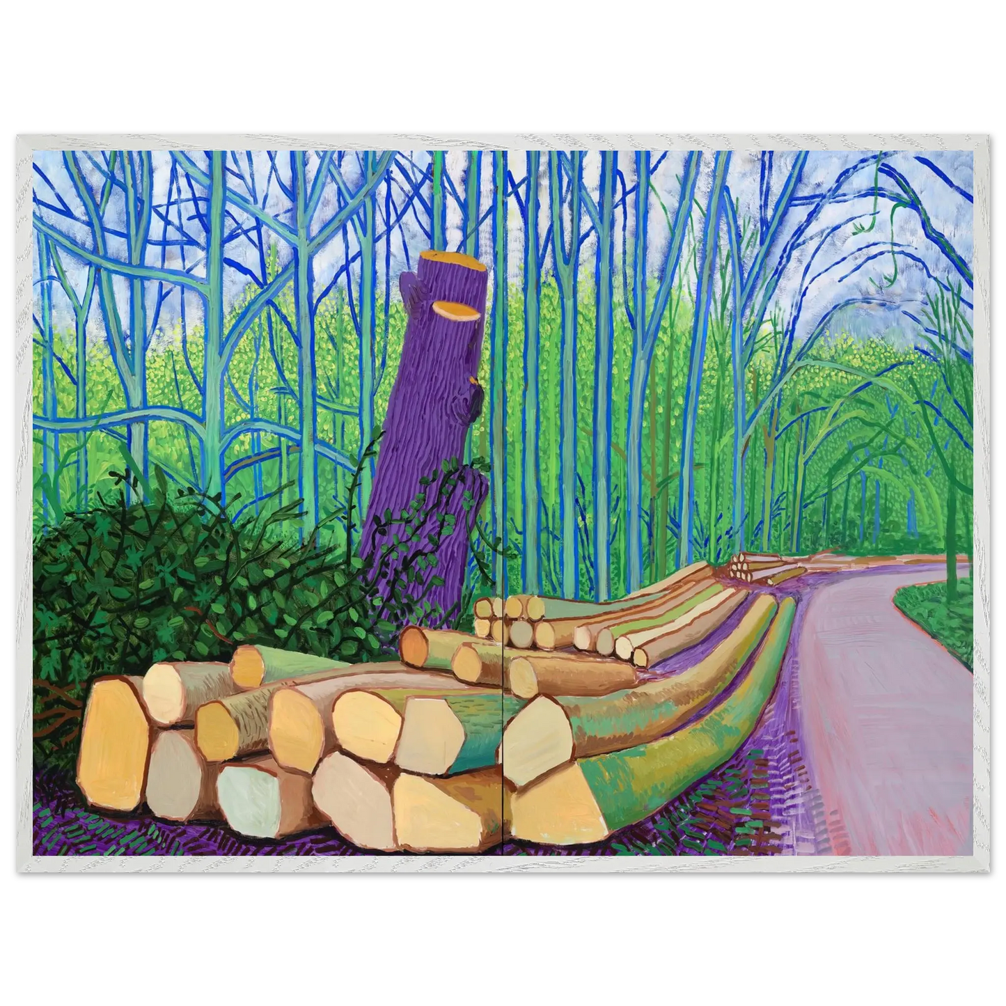 David Hockney - David Hockney Wall art - 50x70 cm / 20x28 Inches - Premium Wooden Framed Poster With Fine Art Paper - White frame