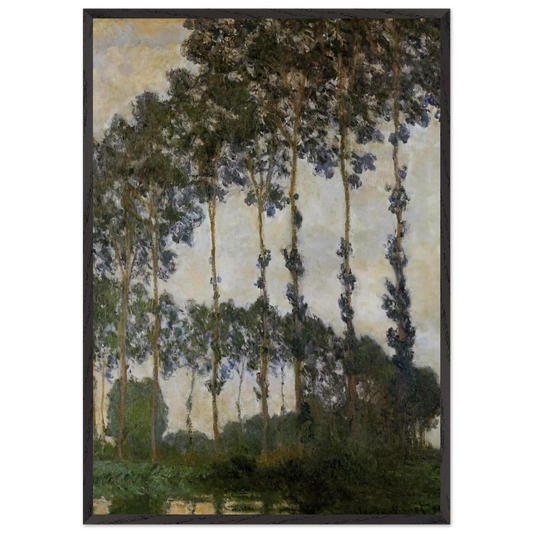 Poplars at Giverny - claude monet 70x100 cm / 28x40 inches Framed Art Print – Black Wooden Frame