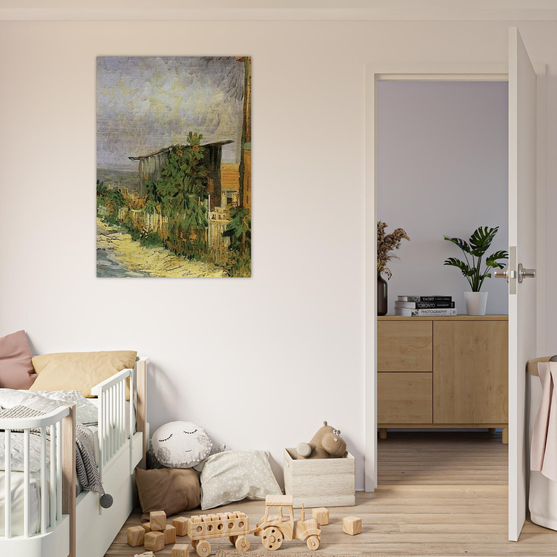 Montmartre Path with Sunflowers - Vincent van Gogh Brushed Aluminum Print - 70x100 cm / 28x40 inches | Vincent van Gogh Aluminum Print | Vincent van Gogh Prints
