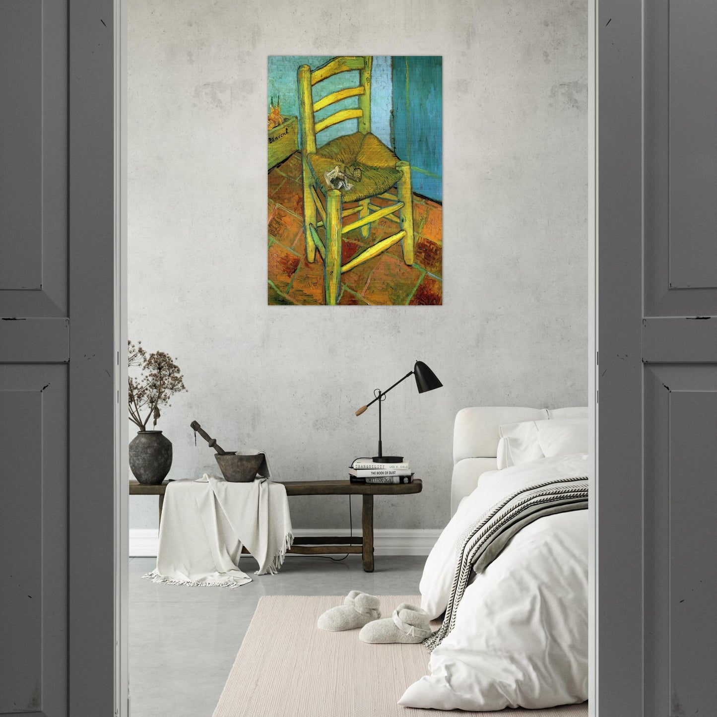 Van Gogh's Chair - Vincent van Gogh Brushed Aluminum Print - 70x100 cm / 28x40 inches | Vincent van Gogh Aluminum Print | Vincent van Gogh Prints