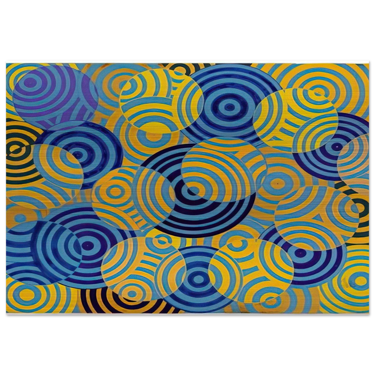 Interférences en bleu et jaune No. 642 - 1963 - Antonio Asis Brushed Aluminum Print - 70x100 cm / 28x40 inches | Antonio Asis Aluminum Print | Antonio Asis Prints