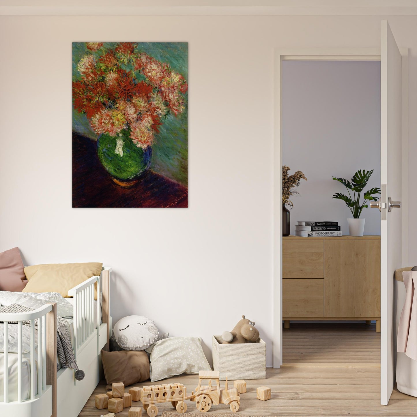 Vase of Chrysanthemums - claude monet Brushed Aluminum Print - 70x100 cm / 28x40 inches | claude monet Aluminum Print | claude monet Prints