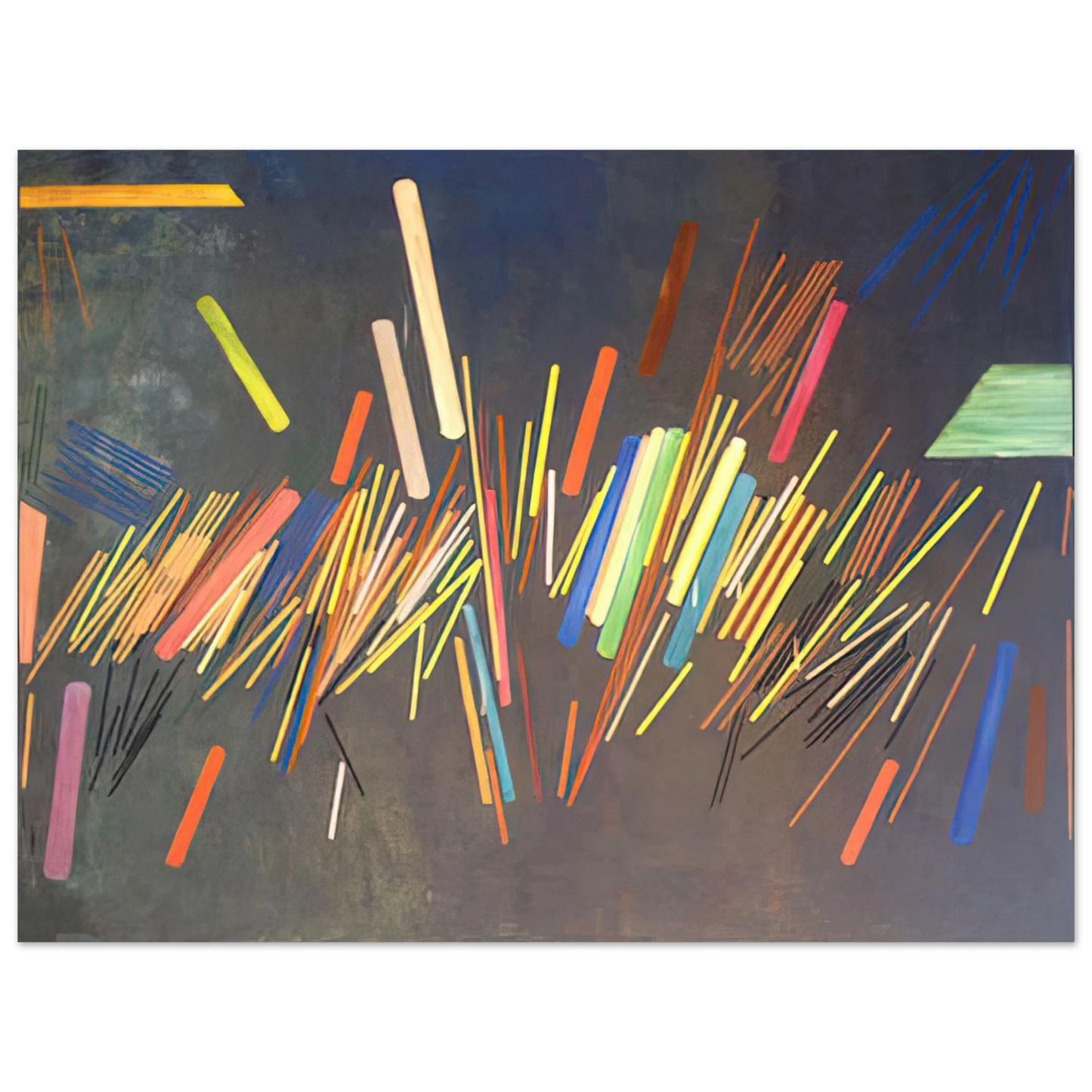 Ronnie Landfield - Green Line Painting - 1968  75x100 cm / 30x40inches Fine Art Poster