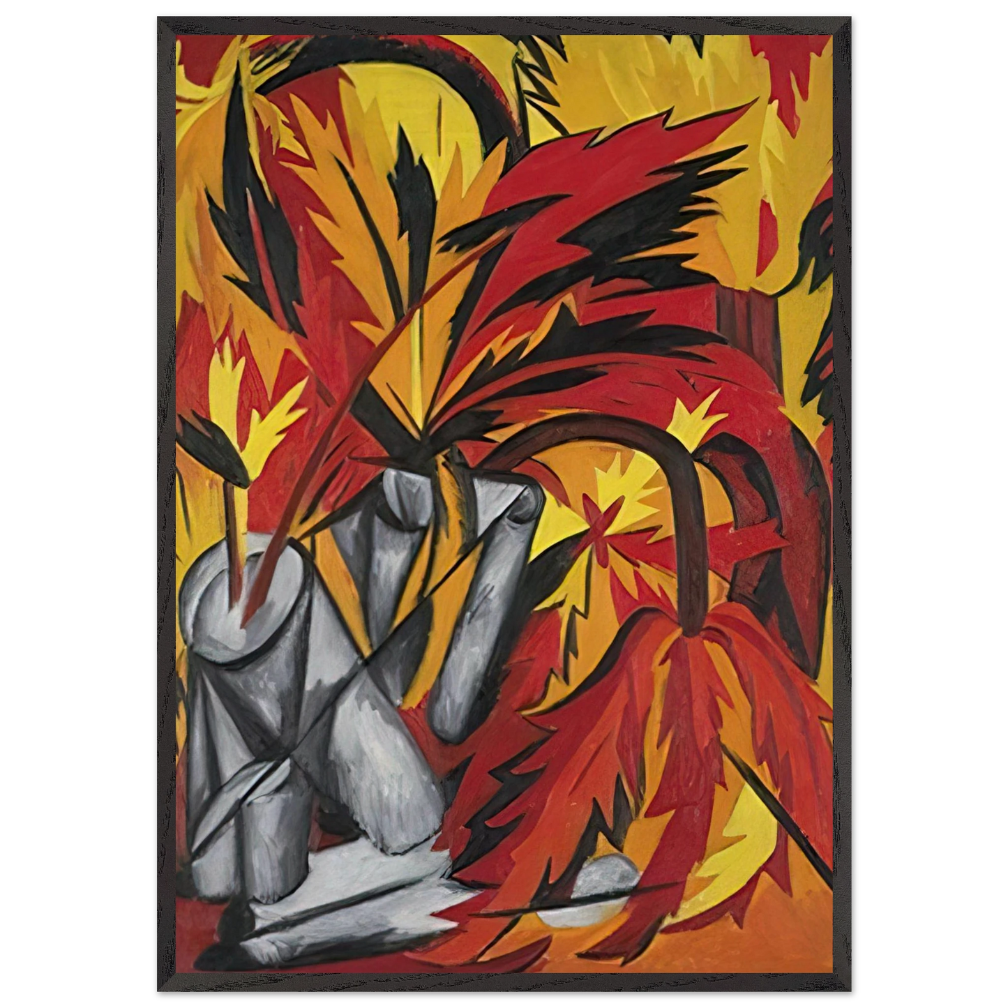 Flowers - 1912 - Natalia Goncharova 70x100 cm / 28x40 inches Framed Art Print – Black Wooden Frame