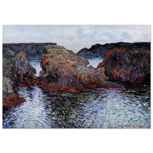 Belle-Ile, Rocks at Port-Goulphar - claude monet Brushed Aluminum Print - 70x100 cm / 28x40 inches | claude monet Aluminum Print | claude monet Prints