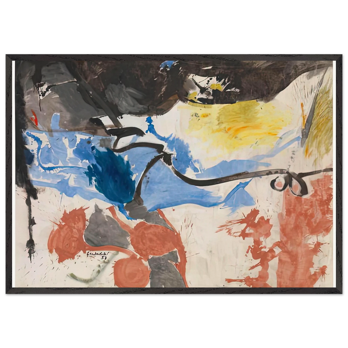 Hotel Cro-Magnon 1958- - Helen Frankenthaler 70x100 cm / 28x40 inches Framed Art Print – Black Wooden Frame