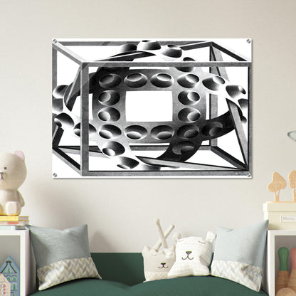 CUBE WITH MAGIC RIBBONS - MC Escher Acrylic Print - 70x100 cm / 28x40″ inches | Maurits Cornelis Escher Prints