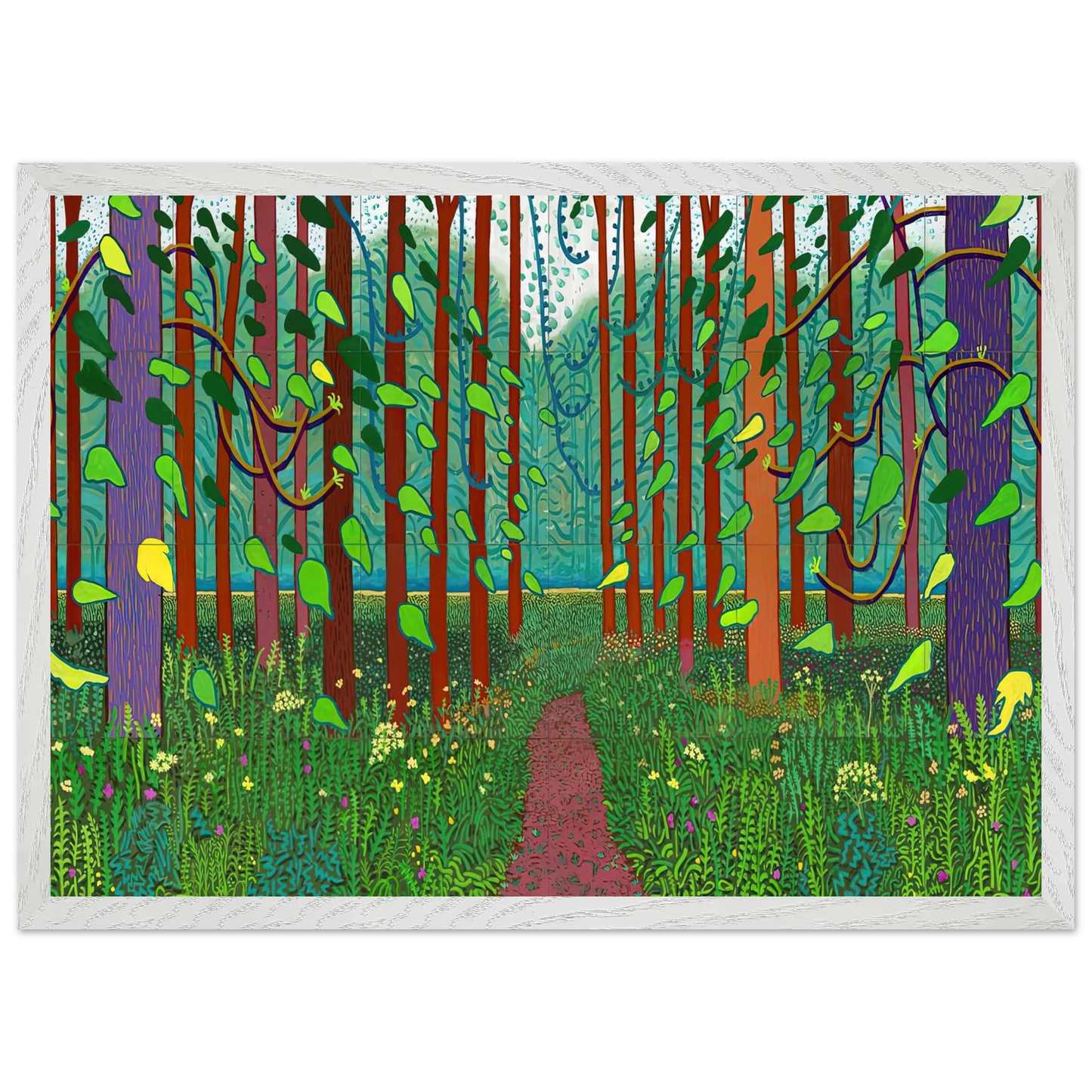 David Hockney - David Hockney Wall art - 30x40 cm / 12x16 inches - Premium Wooden Framed Poster With Fine Art Paper-canvas - White frame