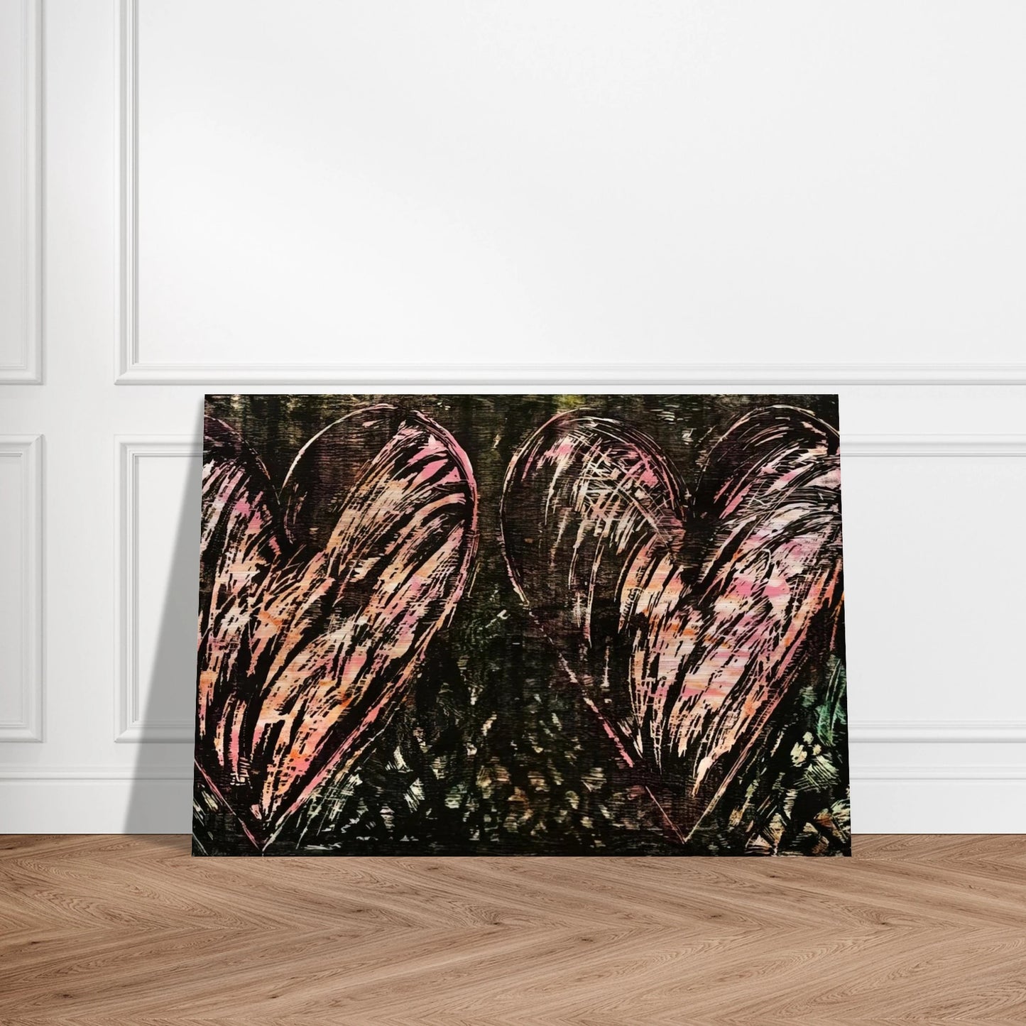 TWO HEARTS IN A FOREST 1981 - Jim Dine Brushed Aluminum Print - 70x100 cm / 28x40 inches | Jim Dine Aluminum Print | Jim Dine Prints