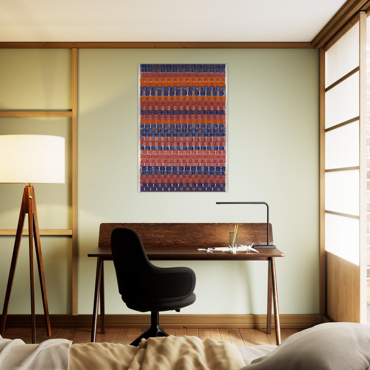 RED AND BLUE LAYERS 1954 - Anni Albers Brushed Aluminum Print - 70x100 cm / 28x40 inches | Anni Albers Aluminum Print | Anni Albers Prints