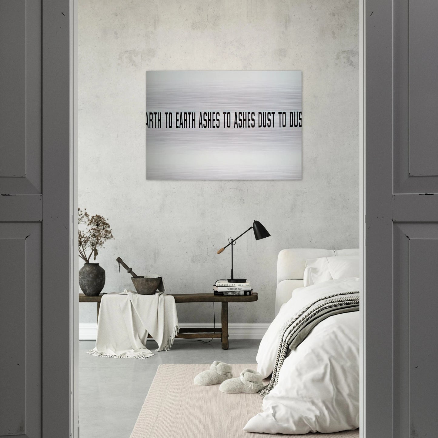 Earth to Earth Ashes to Ashes Dust to Dust - 1970 - Lawrence Weiner Brushed Aluminum Print - 70x100 cm / 28x40 inches | Lawrence Weiner Aluminum Print | Lawrence Weiner Prints