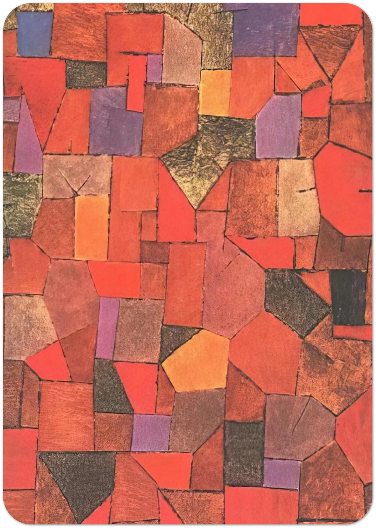 MOUNTAIN VILLAGE AUTUMNAL 1934 By Paul Klee Pack of 10 Post Cards | Paul Klee Post Cards | A6 (10.5 x 14.8 cm) - 4.1 x 5.8 inches