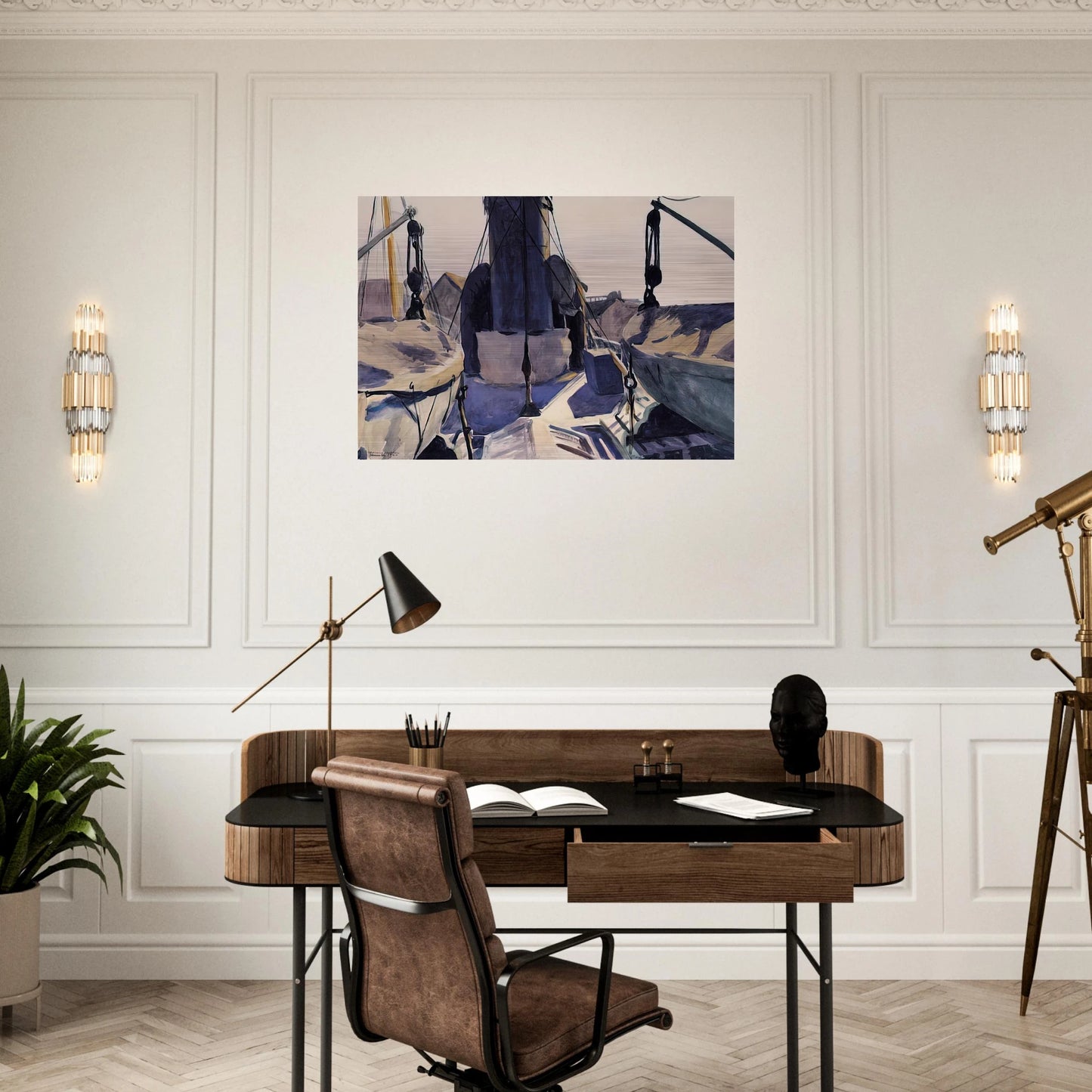 Funnel of Trawler - Edward Hopper Brushed Aluminum Print - 70x100 cm / 28x40 inches | Edward Hopper Aluminum Print | Edward Hopper Prints
