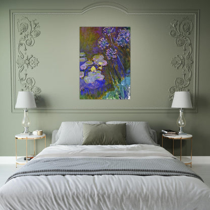 Water Lilies and Agapanthus - claude monet Brushed Aluminum Print - 70x100 cm / 28x40 inches | claude monet Aluminum Print | claude monet Prints