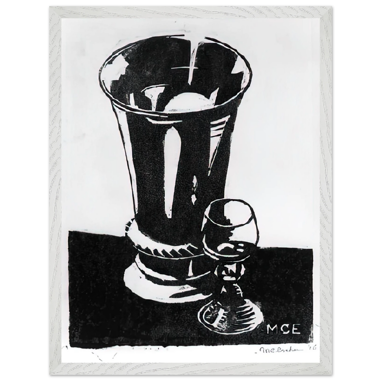 MC Escher - STILL LIFE 1917 Wall Art - 30x40 cm / 12x16 inches - Premium Wooden Framed Poster With Fine Art Paper - Black frame