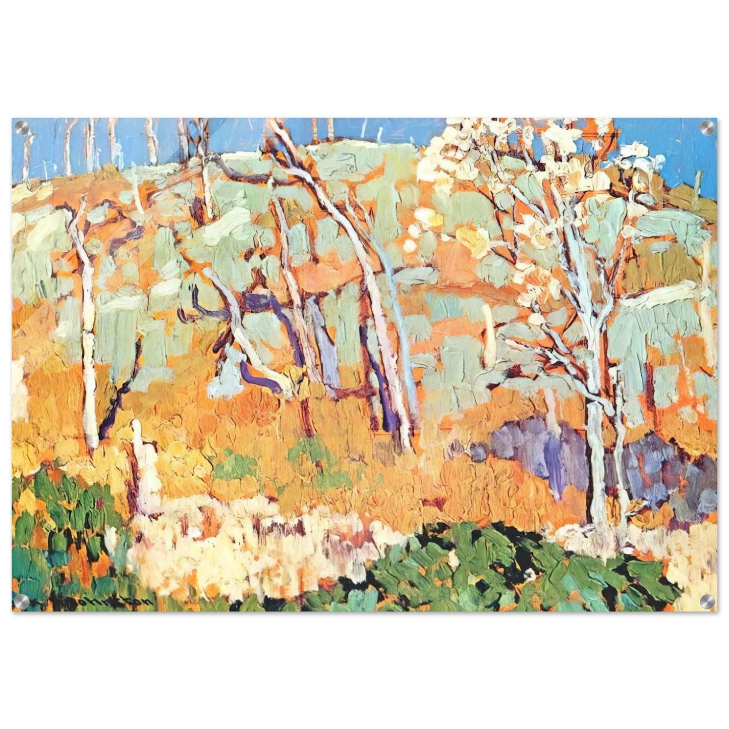 Patterned Hillside - 1918 - Frank Johnston Acrylic Print - 70x100 cm / 28x40″ inches