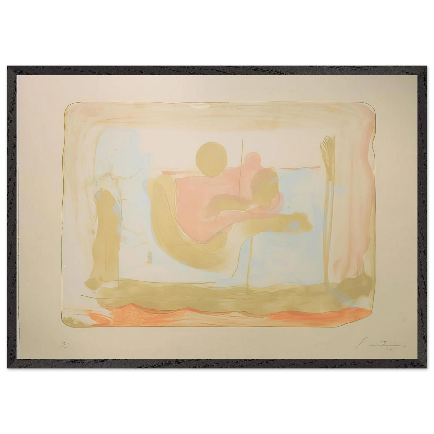 Helen Frankenthaler - Reflections I - 1995 Wall art - 28x43  cm / XL (11x17 inches) - Premium Wooden Framed Poster With Fine Art Paper-canvas - White frame