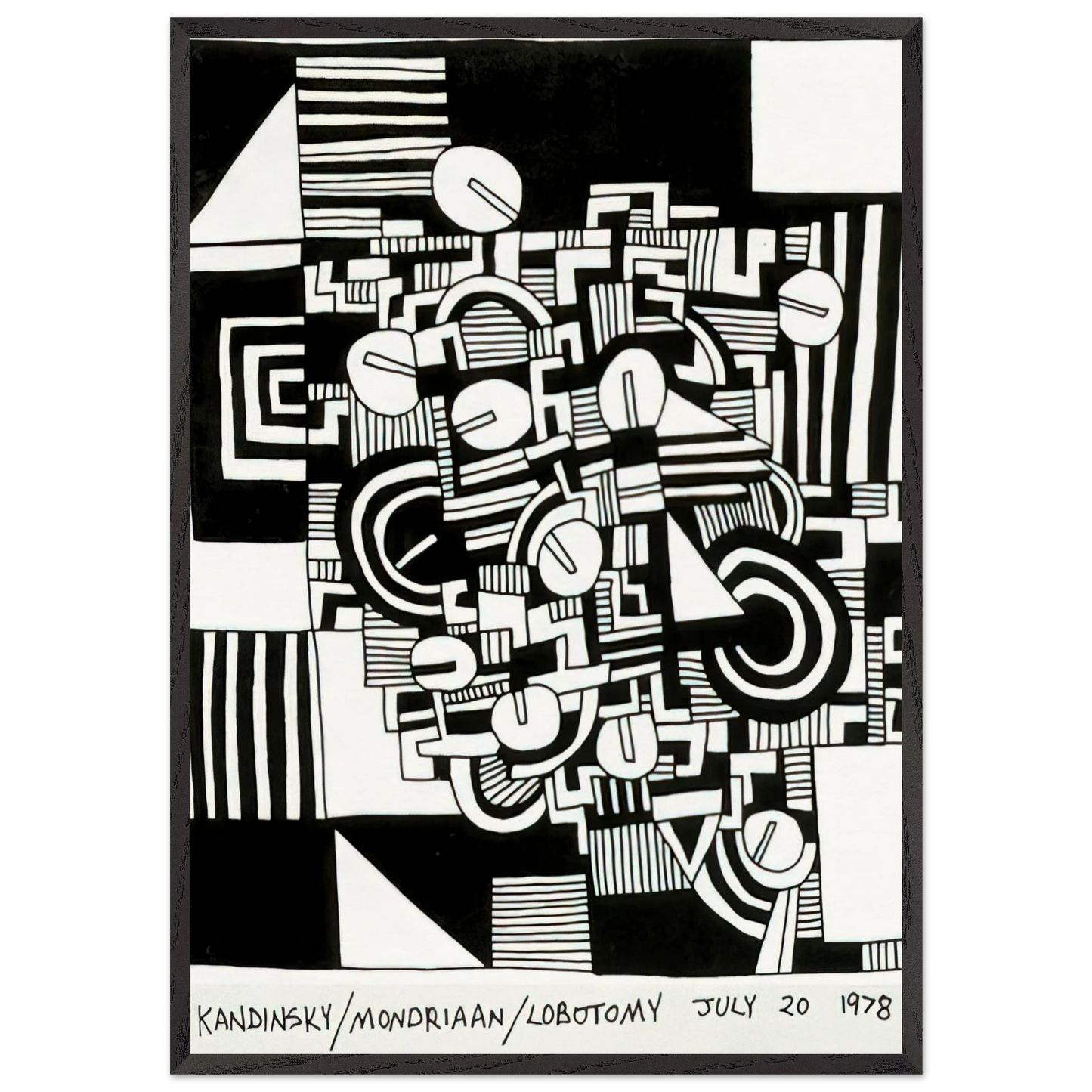 UNTITLED 1978 N3 - Keith Haring 70x100 cm / 28x40 inches Framed Art Print – Black Wooden Frame