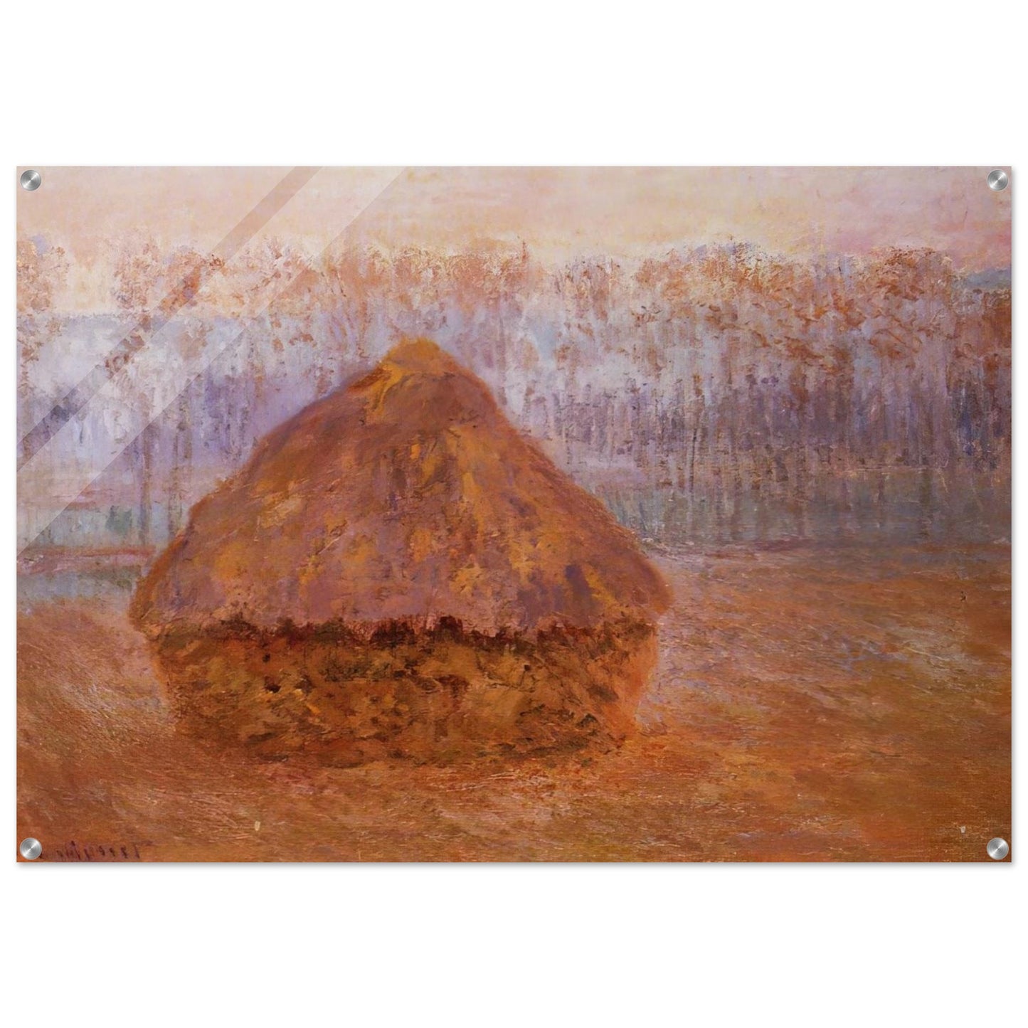 Grainstack in Winter, Misty Weather - claude monet Acrylic Print - 70x100 cm / 28x40″ inches