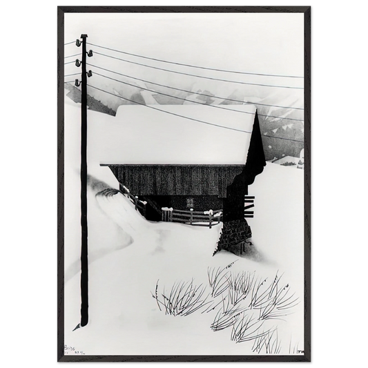 SNOW - MC Escher 70x100 cm / 28x40 inches Framed Art Print – Black Wooden Frame | Maurits Cornelis Escher Prints