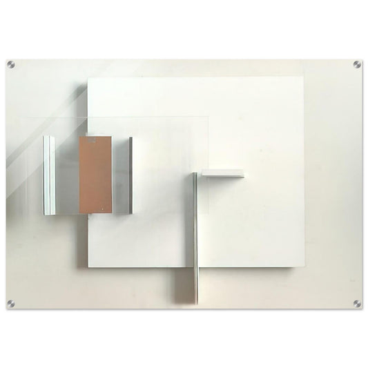 ABSTRACT IN WHITE BLACK AND OCHRE 1962 - Victor Pasmore Acrylic Print - 70x100 cm / 28x40″ inches | Victor Pasmore Wall Art | Victor Pasmore Prints