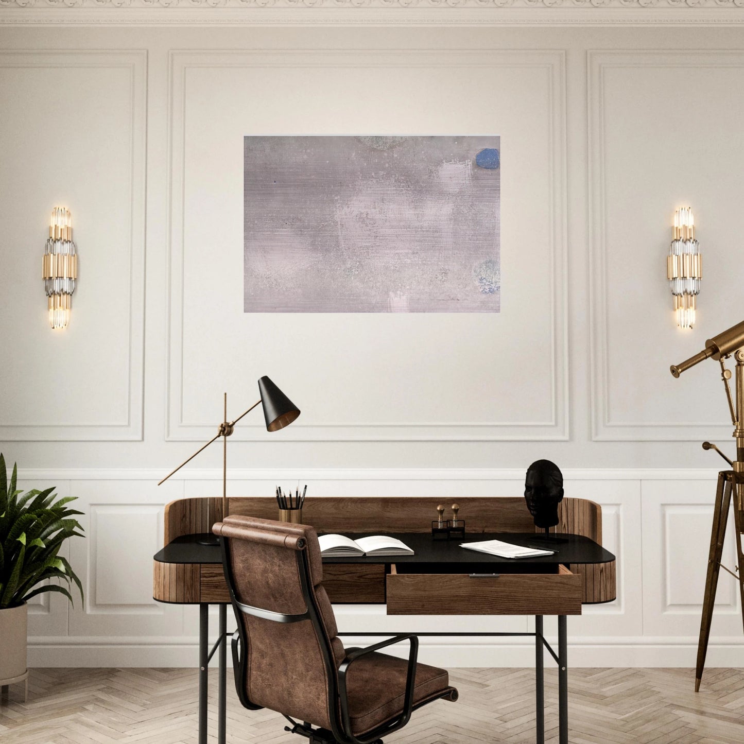 ABSTRACTO EN GRISES Y AZULES 1956 - Luis Feito Brushed Aluminum Print - 70x100 cm / 28x40 inches | Luis Feito Aluminum Print | Luis Feito Prints