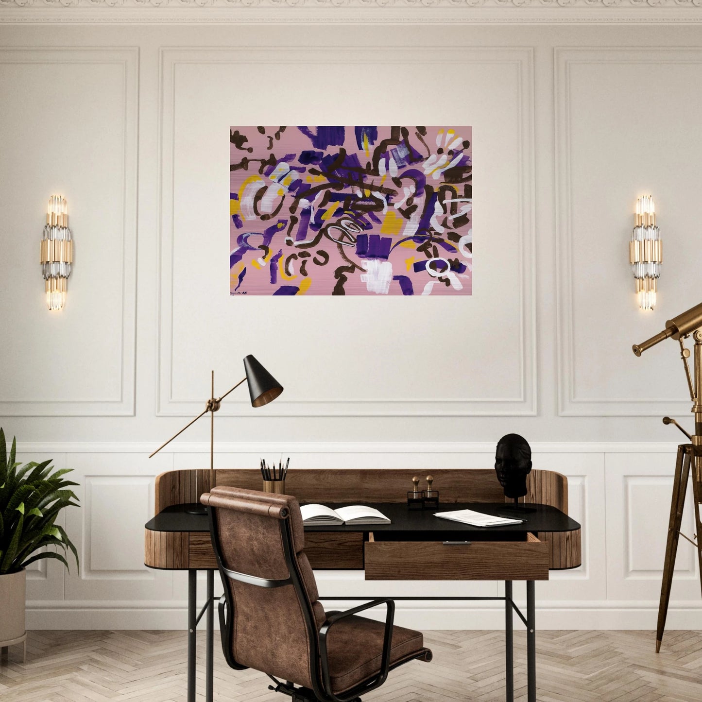 Rosa-Viola-Bianco - 1968 - Carla Accardi Brushed Aluminum Print - 70x100 cm / 28x40 inches | Carla Accardi Aluminum Print | Carla Accardi Prints