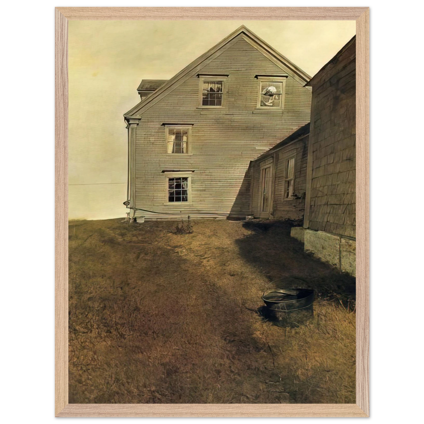 Andrew Wyeth - WEATHERSIDE Wall Art - 21x29.7 cm / 8x12" - Premium Wooden Framed Poster With Fine Art Paper-canvas - White frame