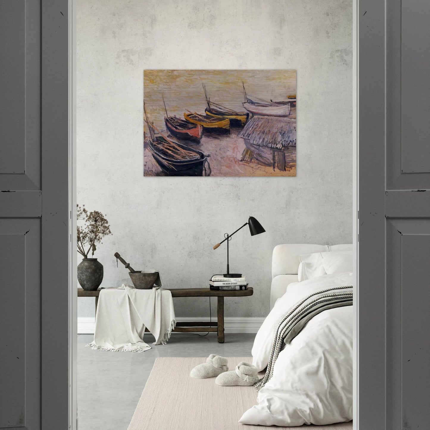 Boats on the Beach - claude monet Brushed Aluminum Print - 70x100 cm / 28x40 inches | claude monet Aluminum Print | claude monet Prints