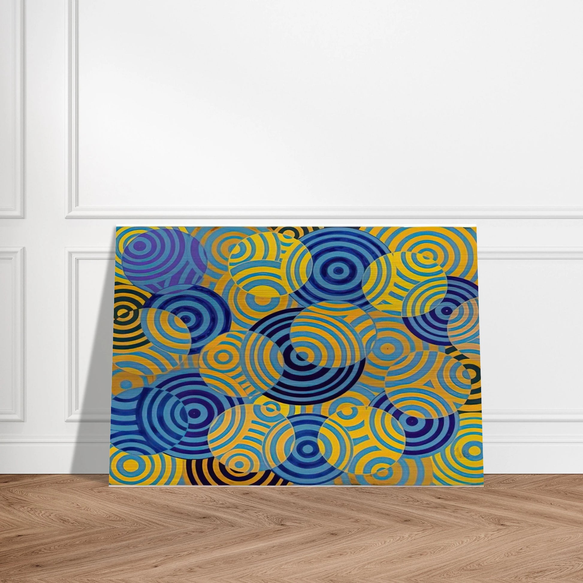 Interférences en bleu et jaune No. 642 - 1963 - Antonio Asis Brushed Aluminum Print - 70x100 cm / 28x40 inches | Antonio Asis Aluminum Print | Antonio Asis Prints