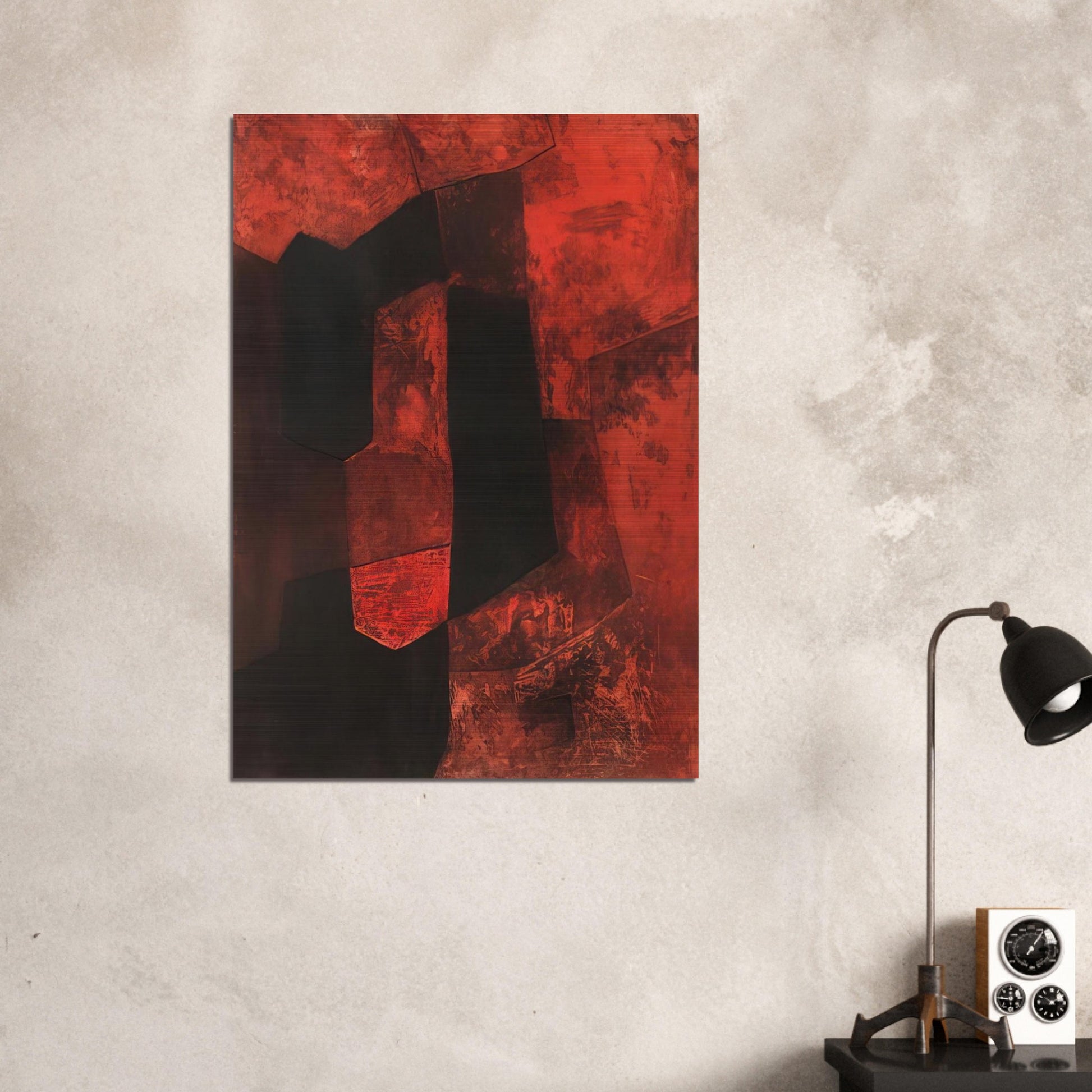 Composition brune et rouge - 1964 - Serge Poliakoff Brushed Aluminum Print - 70x100 cm / 28x40 inches | Serge Poliakoff Aluminum Print | Serge Poliakoff Prints