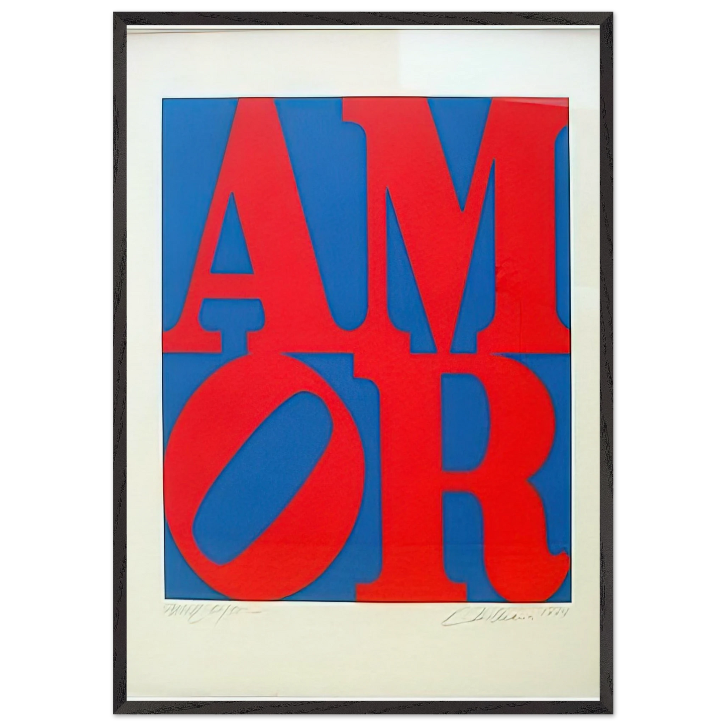 Amor - Robert Indiana 70x100 cm / 28x40 inches Framed Art Print – Black Wooden Frame