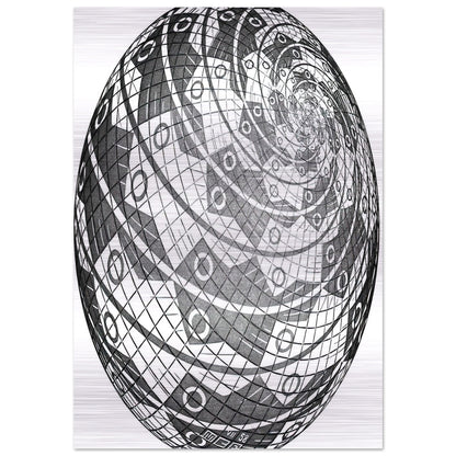 SPHERE SURFACE WITH FISHES - MC Escher Brushed Aluminum Print - 70x100 cm / 28x40 inches | MC Escher Aluminum Print | MC Escher Prints