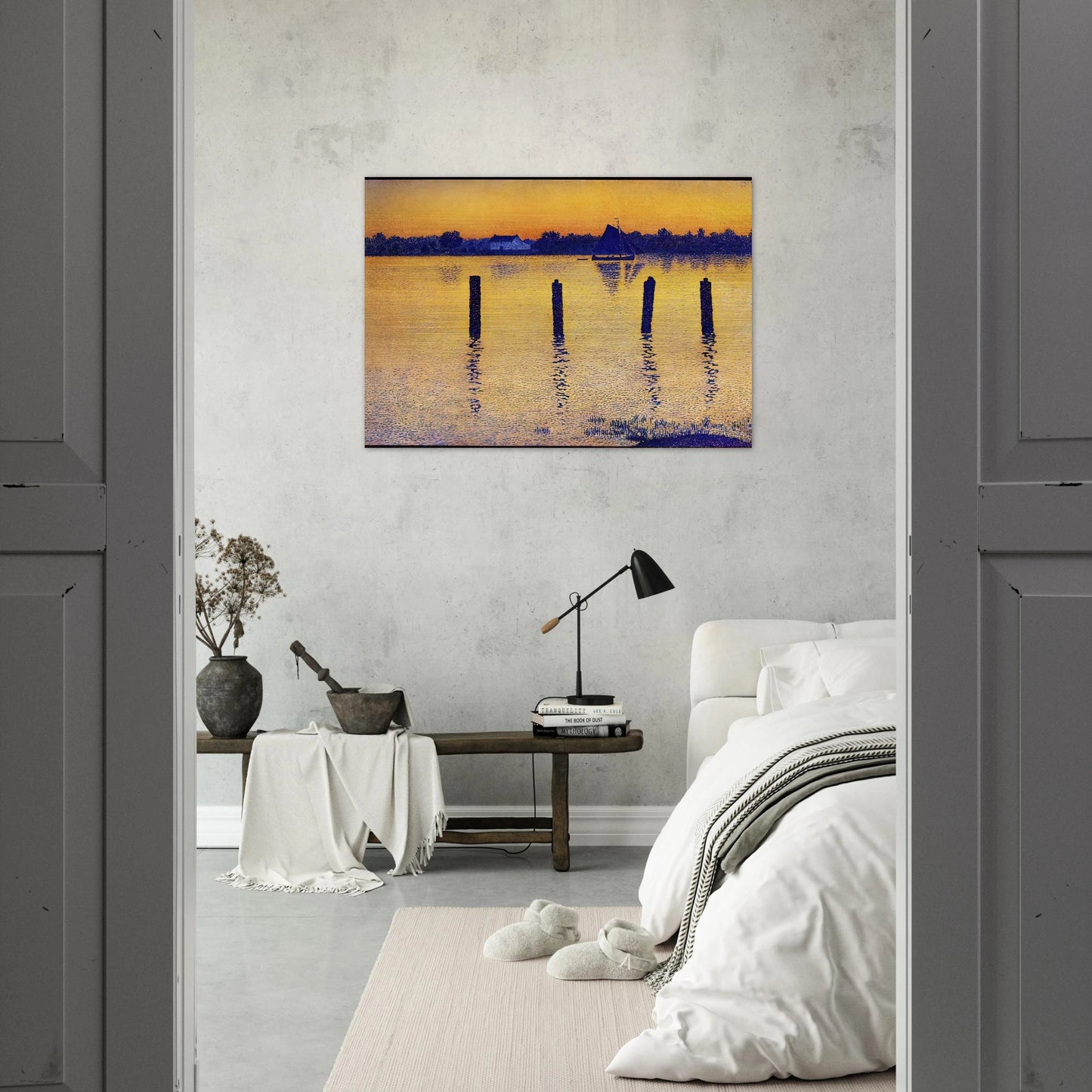 SAILBOATS ON THE RIVER SCHELDT 1892 - Theo van Rysselberghe Brushed Aluminum Print - 70x100 cm / 28x40 inches | Theo van Rysselberghe Aluminum Print | Theo van Rysselberghe Prints