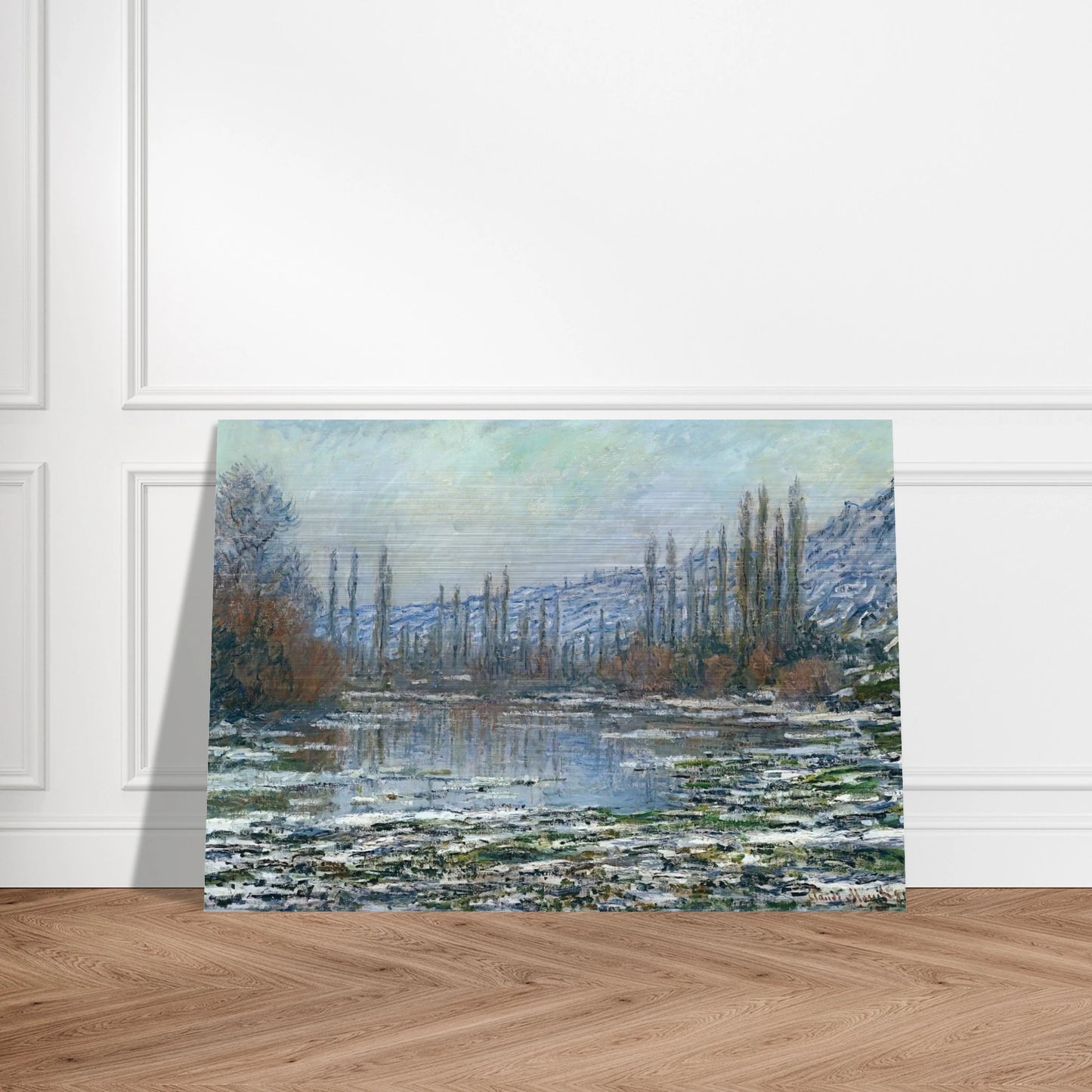 The Thaw at Vetheuil - claude monet Brushed Aluminum Print - 70x100 cm / 28x40 inches | claude monet Aluminum Print | claude monet Prints