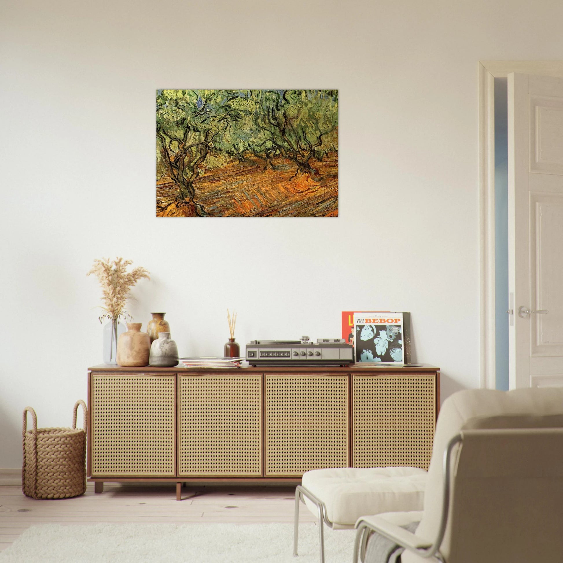 Olive Grove - Bright Blue Sky - Vincent van Gogh Brushed Aluminum Print - 70x100 cm / 28x40 inches | Vincent van Gogh Aluminum Print | Vincent van Gogh Prints