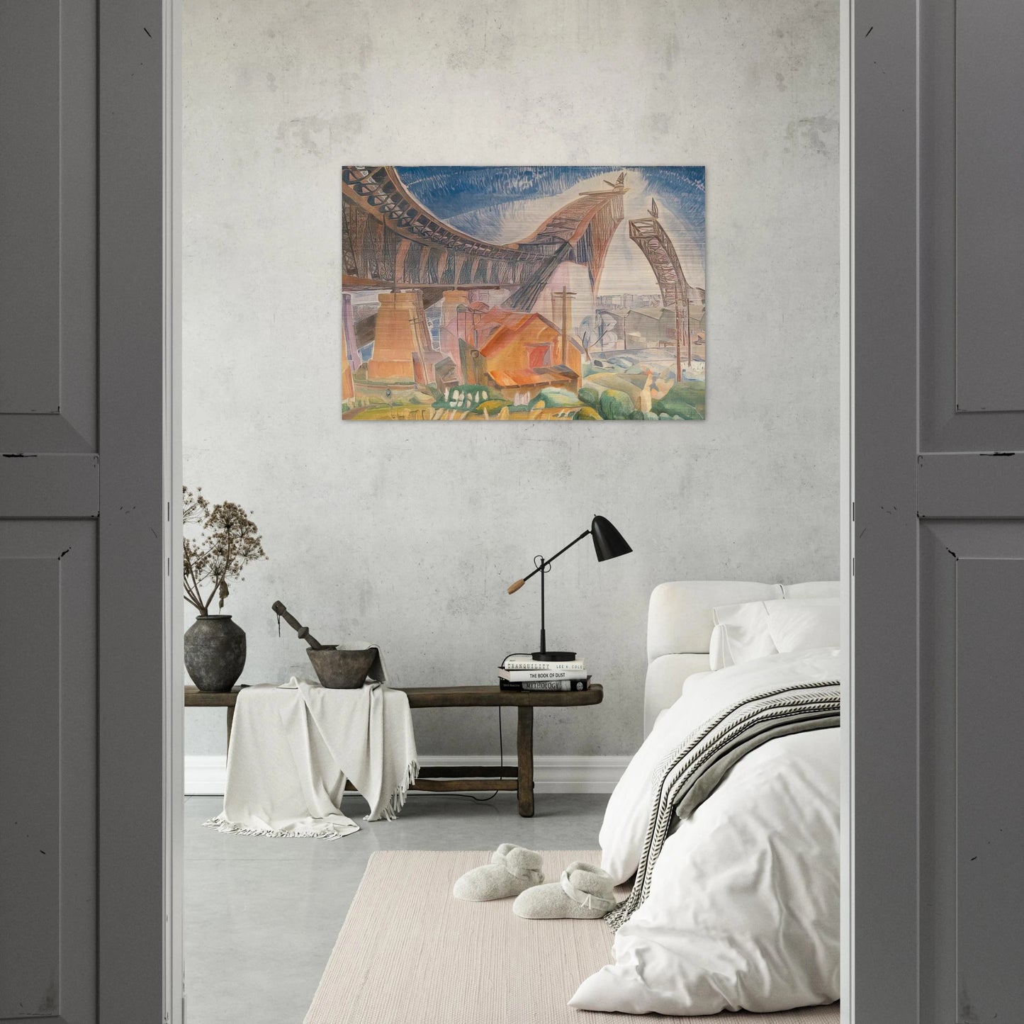 The Bridge in Curve - 1930 - Grace Cossington Smith Brushed Aluminum Print - 70x100 cm / 28x40 inches | Grace Cossington Smith Aluminum Print | Grace Cossington Smith Prints