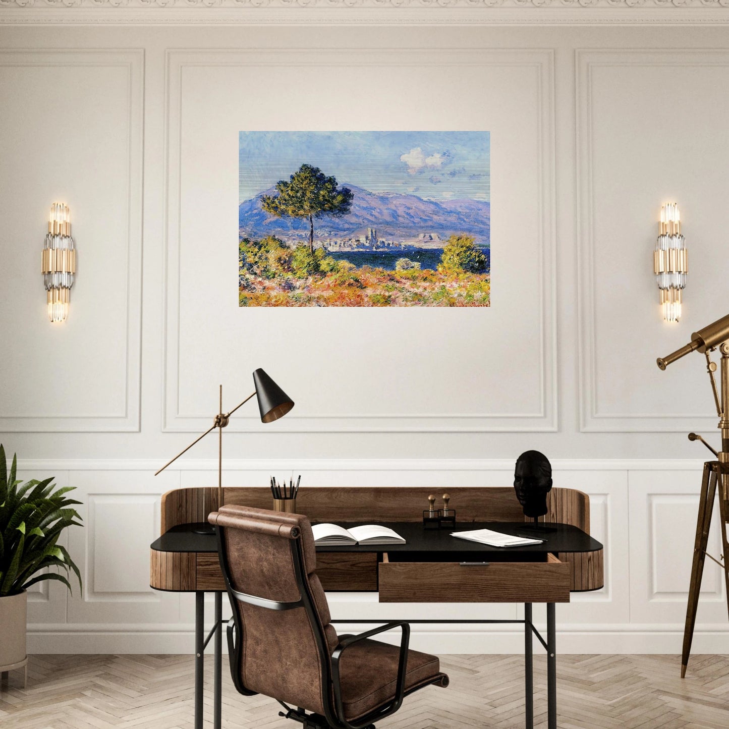 View of Antibes from the Plateau Notre-Dame - claude monet Brushed Aluminum Print - 70x100 cm / 28x40 inches | claude monet Aluminum Print | claude monet Prints