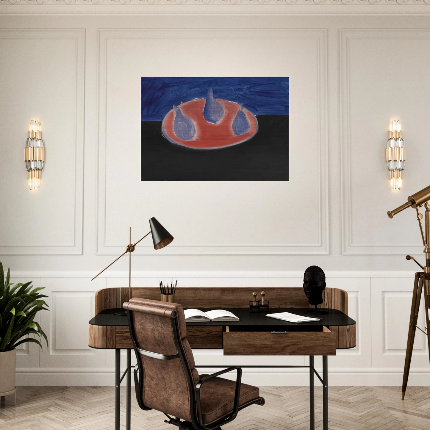 Poires sur une assiette rose - 1954 - Nicolas de Stael Brushed Aluminum Print - 70x100 cm / 28x40 inches | Nicolas de Stael Aluminum Print | Nicolas de Stael Prints