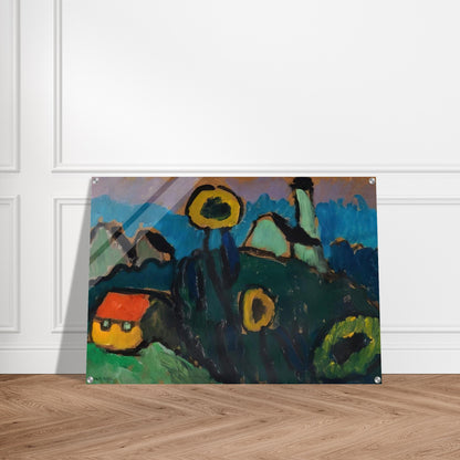 LANDSCHAFT MIT SONNENBLUMEN 1910 - Gabriele Munter Acrylic Print - 70x100 cm / 28x40″ inches | Gabriele Munter Wall Art | Gabriele Munter Prints