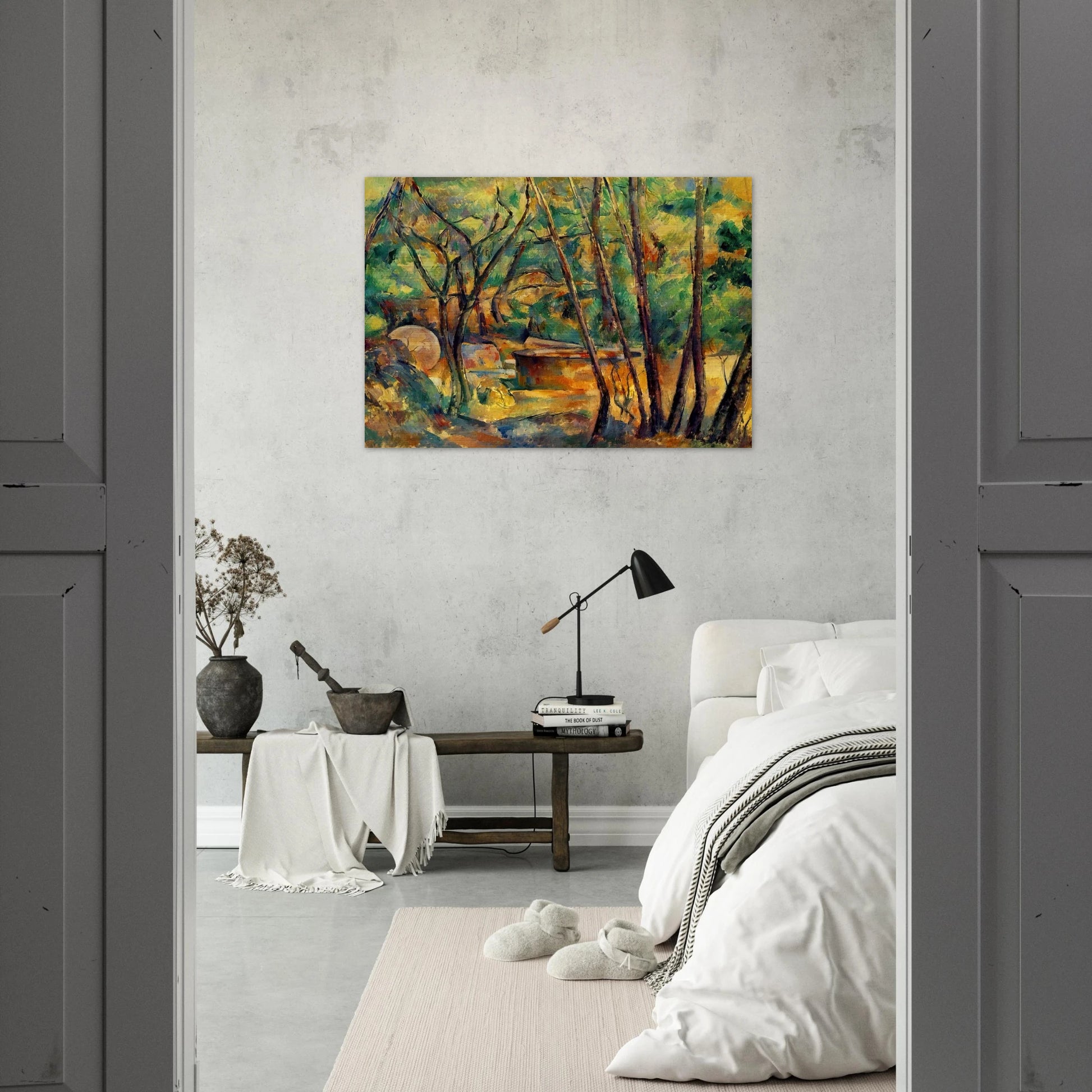 Millstone and Cistern Under Trees - Paul Cézanne Brushed Aluminum Print - 70x100 cm / 28x40 inches | Paul Cézanne Aluminum Print | Paul Cézanne Prints