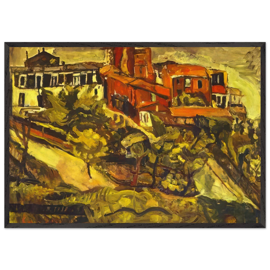 RED HOUSES - Chaim Soutine 70x100 cm / 28x40 inches Framed Art Print – Black Wooden Frame